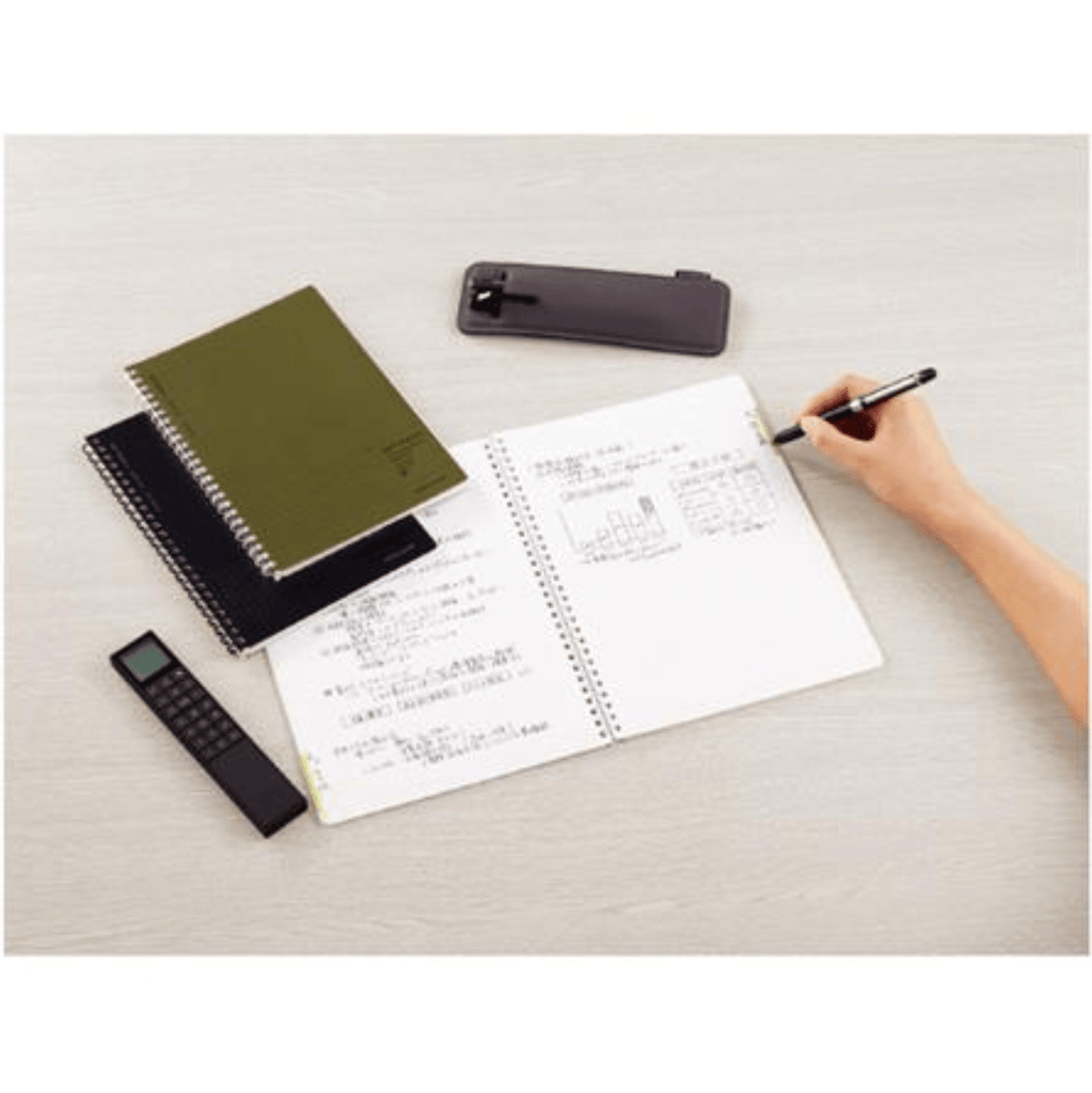 Kokuyo Soft Ring Biz Edge Title Notebook - Olive Green - 50 sheets - A5 - 6mm Lined - KOKUYO SU - SJ231B - G - IRO