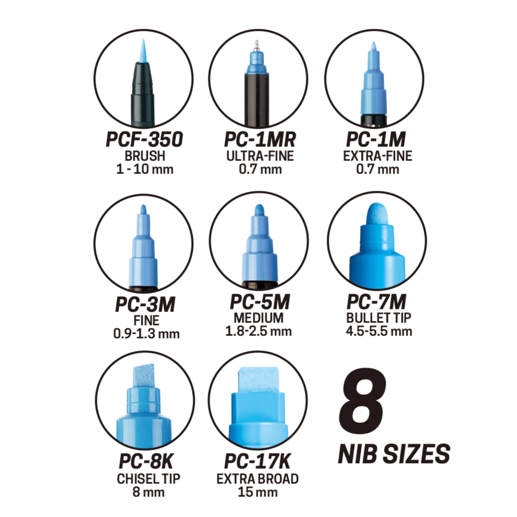 Uni Posca PC - 5M Paint Markers - Medium Tip - 2.5 mm Black - UNI PC5M.24 - IRO