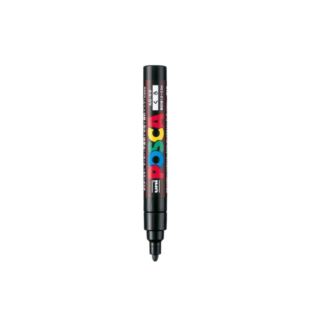Uni Posca PC - 5M Paint Markers - Medium Tip - 2.5 mm Black - UNI PC5M.24 - IRO