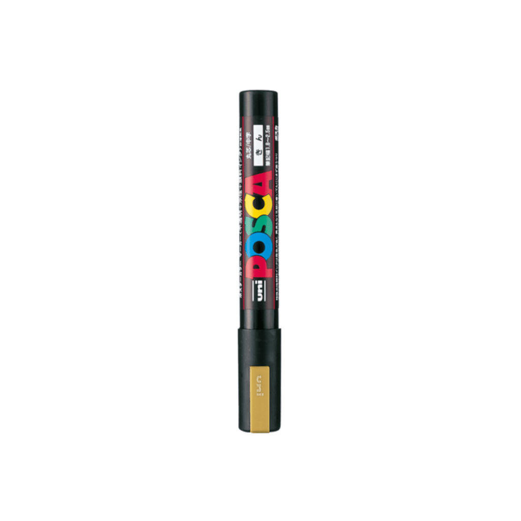 Uni Posca PC - 5M Paint Markers - Medium Tip - 2.5 mm Golden - UNI PC5M.25 - IRO