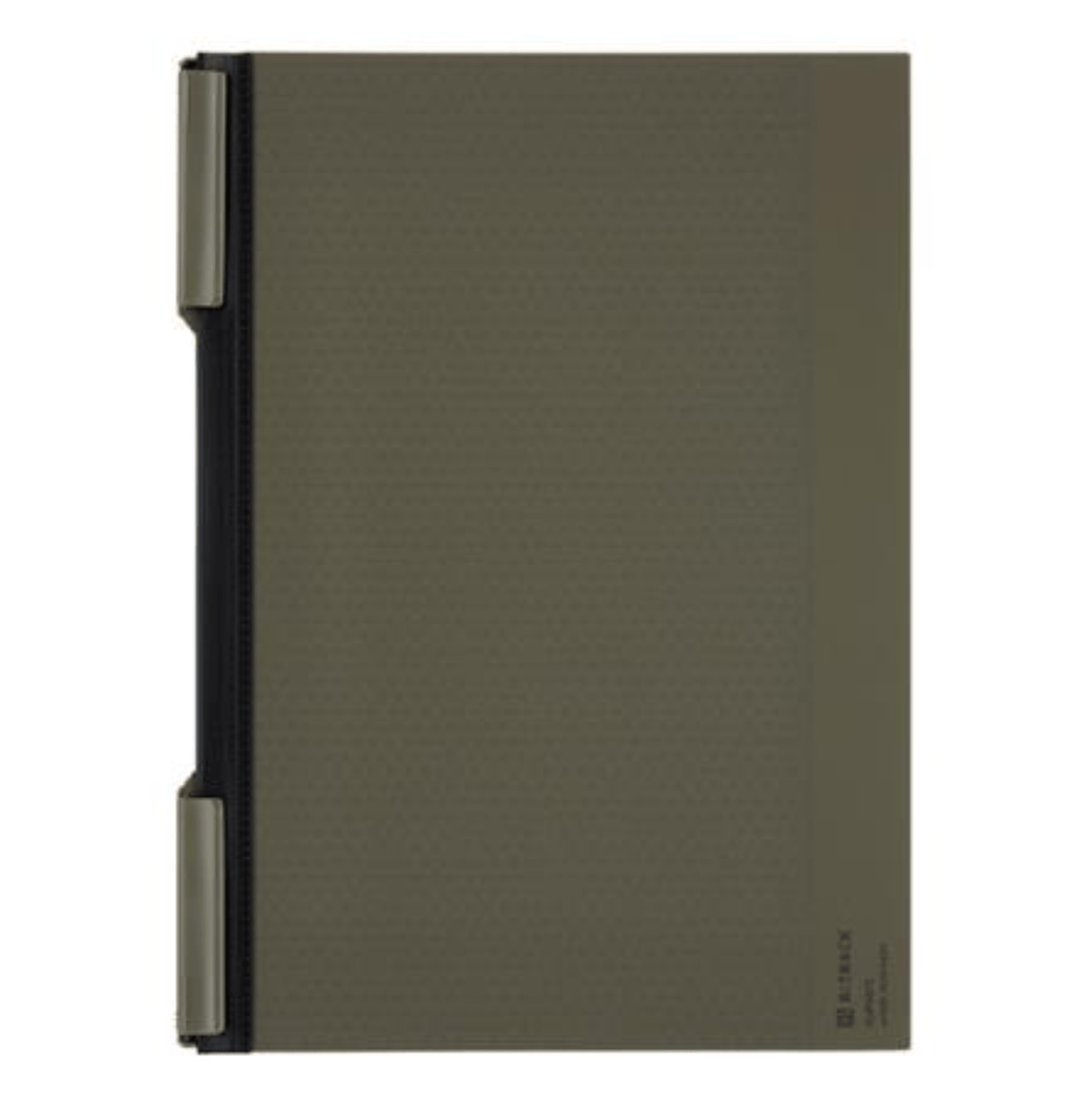 Kokuyo BIZRACK A4 Paper Clip with Cover - Olive Green - KOKUYO NO - BRCN202DG - IRO