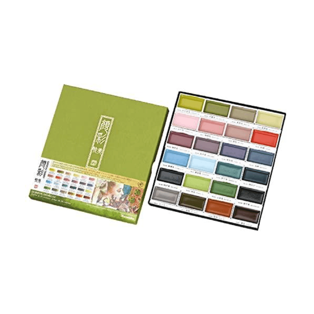 Kuretake Gansai Tambi Watercolor Palette - 24 Color Set - Art Nouveau - KURETAKE MC20/24V/NW - IRO