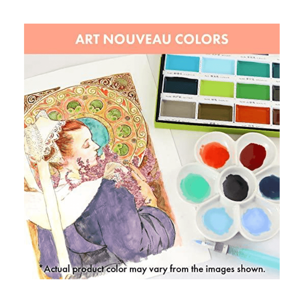 Kuretake Gansai Tambi Watercolor Palette - 24 Color Set - Art Nouveau - KURETAKE MC20/24V/NW - IRO