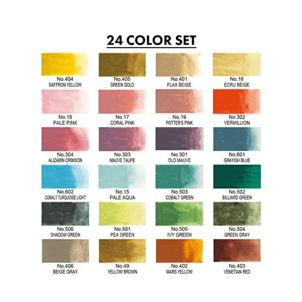 Kuretake Gansai Tambi Watercolor Palette - 24 Color Set - Art Nouveau - KURETAKE MC20/24V/NW - IRO